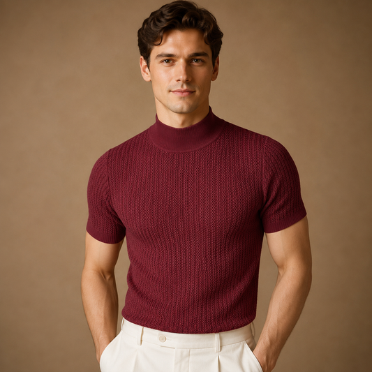Casual heren T-shirt met hoge kraag