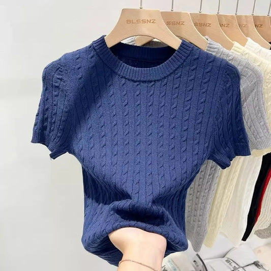 Gebreid shirt met korte mouwen