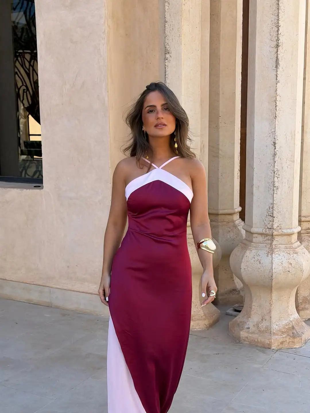 Elegante halter maxi-jurk