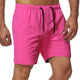 Summer Solid Color Casual Shorts Men Quick Drying Beach Short Pants Mens Sports Fitness Drawstring Elastic Waist Shorts Man