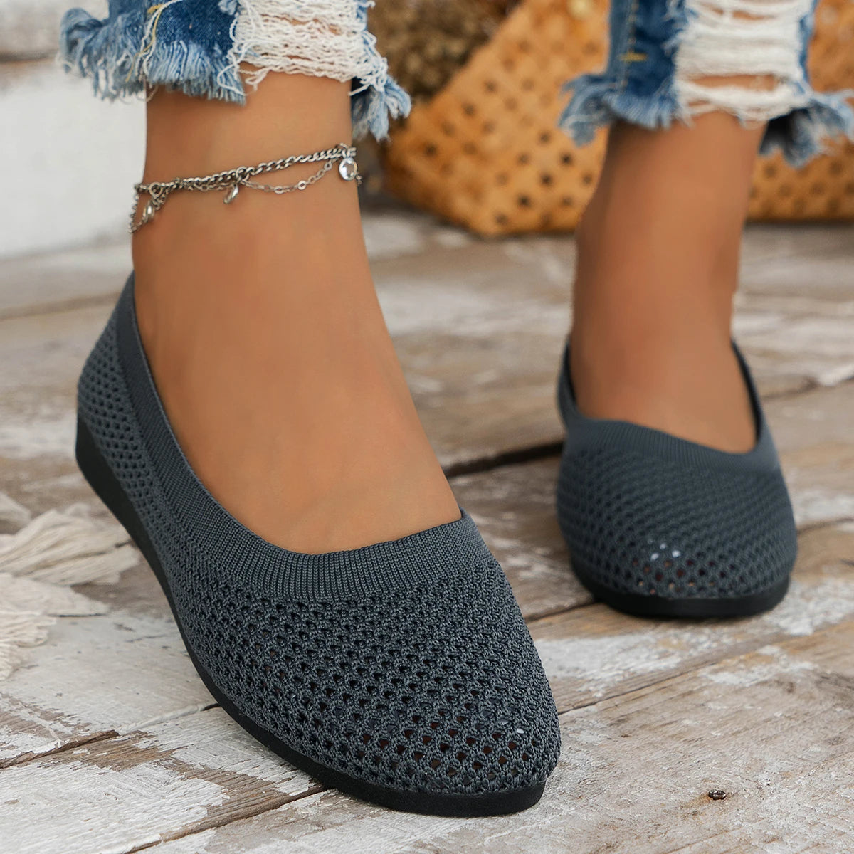 Anna Gebreide Ballerina loafers