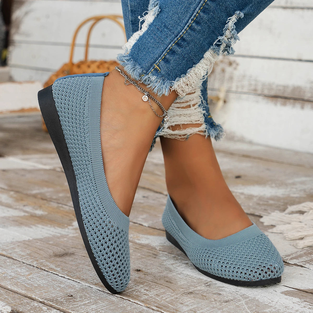 Anna Gebreide Ballerina loafers