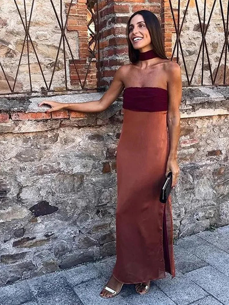 Elegante Halter Maxi-Jurk