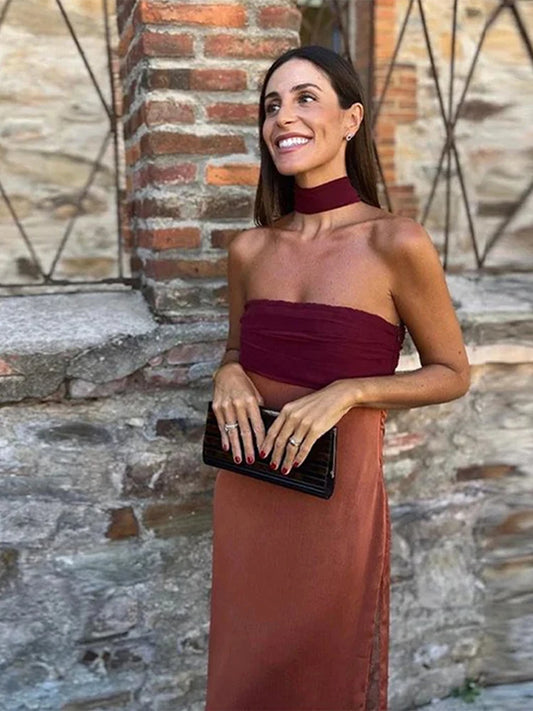 Elegante Halter Maxi-Jurk