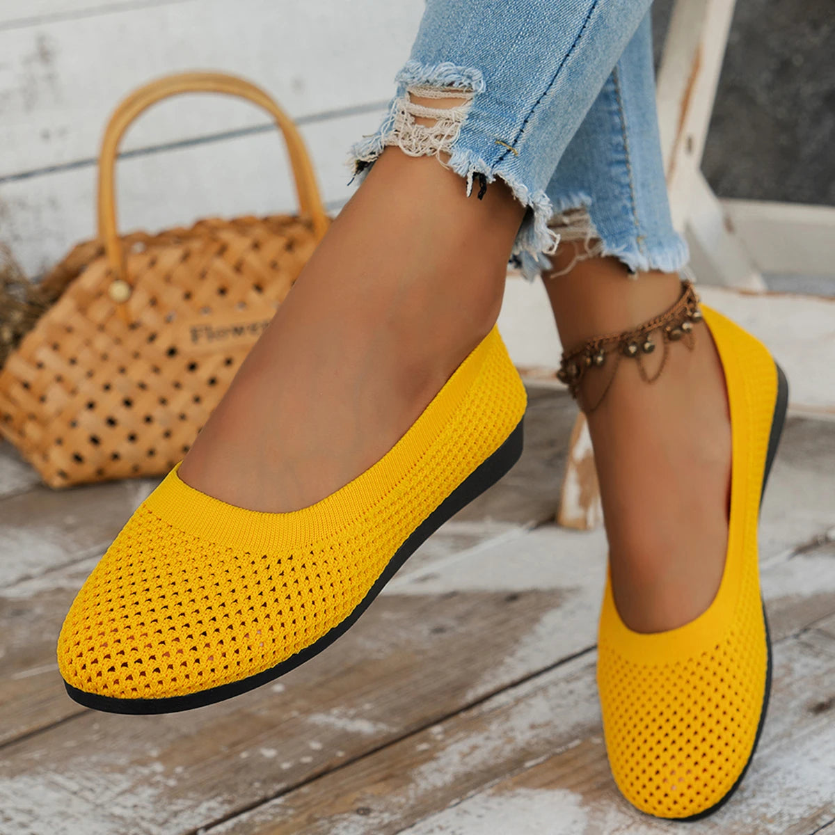 Anna Gebreide Ballerina loafers
