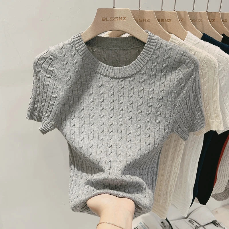 Gebreid shirt met korte mouwen