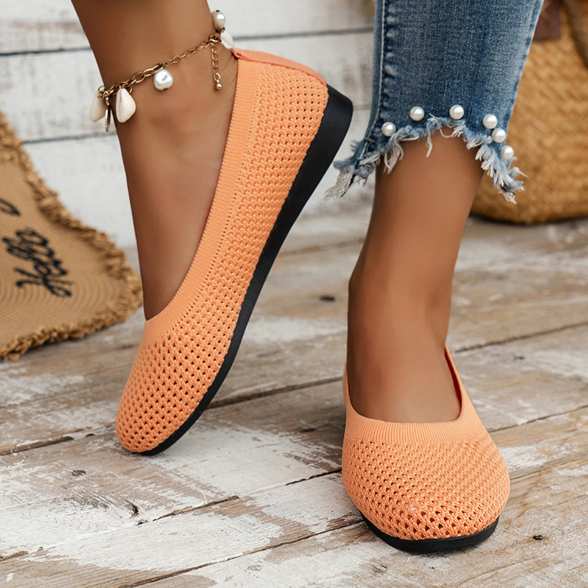 Anna Gebreide Ballerina loafers